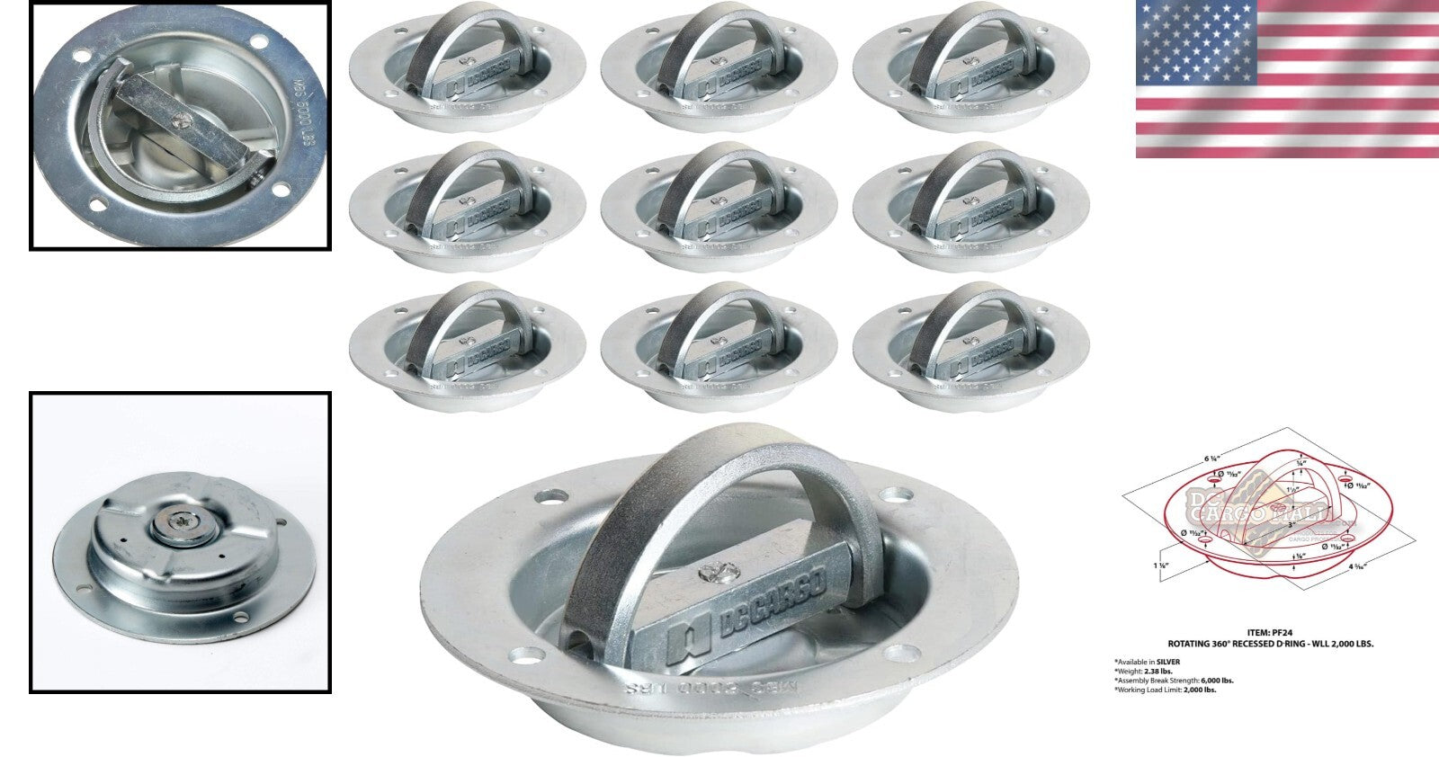 Strong 10 D-Ring Tie-Down Anchors | 1,666 lbs Load Capacity | USA Brand