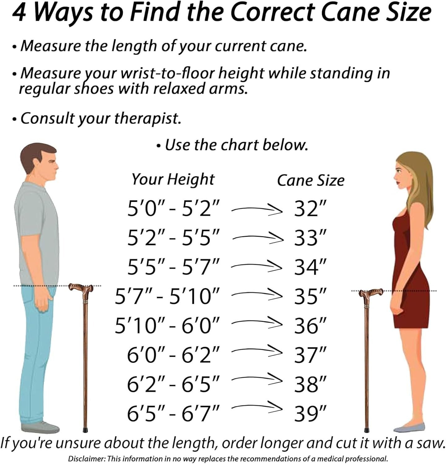 39-Inch Hardwood Oak Cane for Men & Women - Fashionable, Comfortable Walking Aid