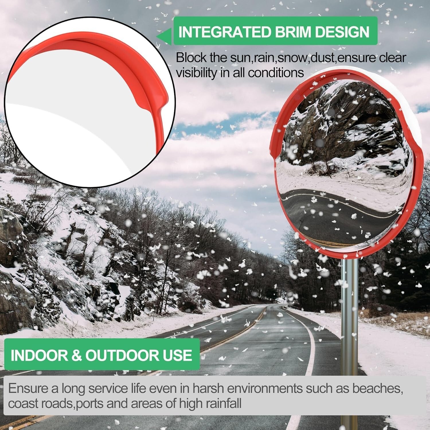 32" Shatter-Proof Security Mirror with Adjustable Bracket for Enhanced Safety
