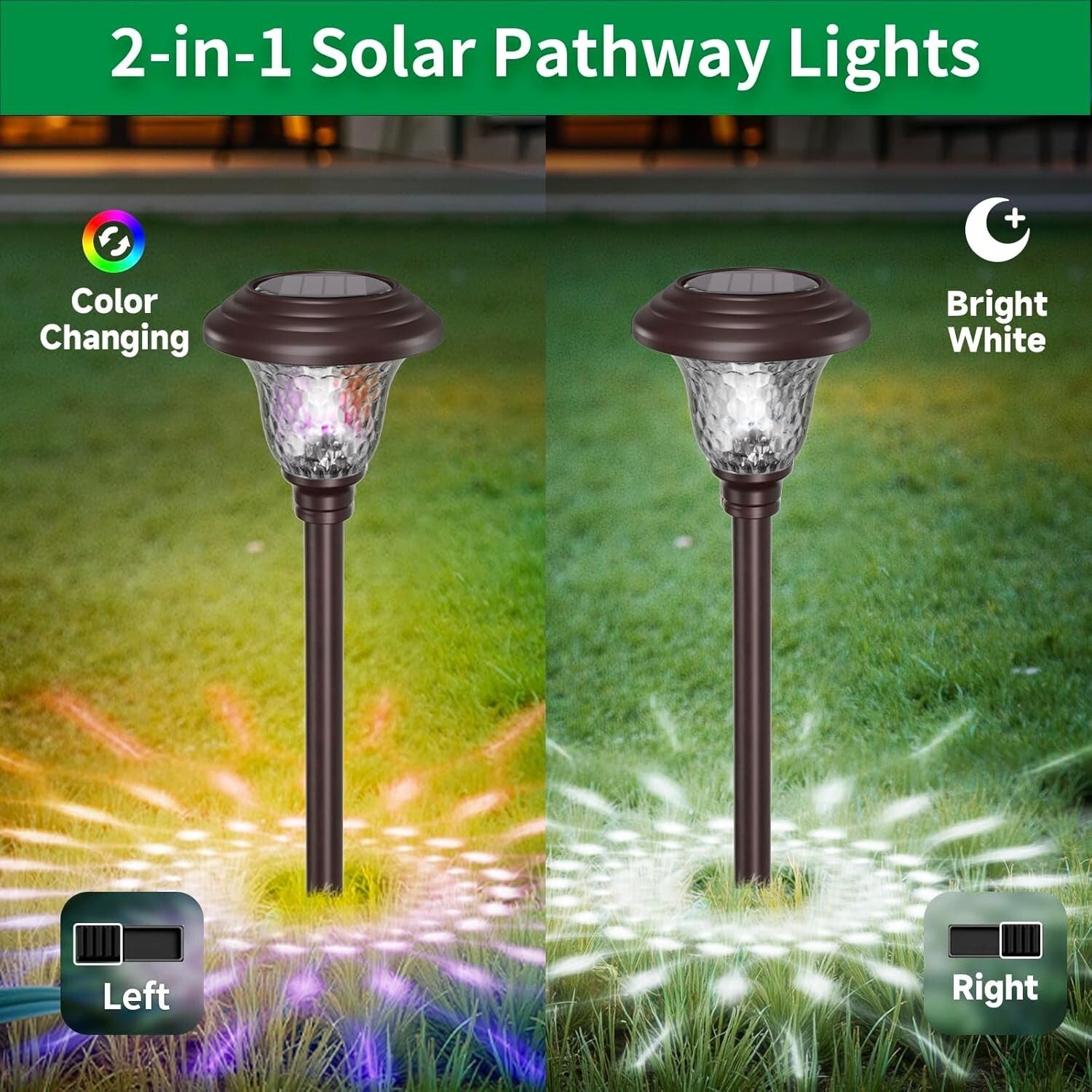 All-Weather Solar Pathway Lights - 8 Pack Waterproof with Colorful Illumination