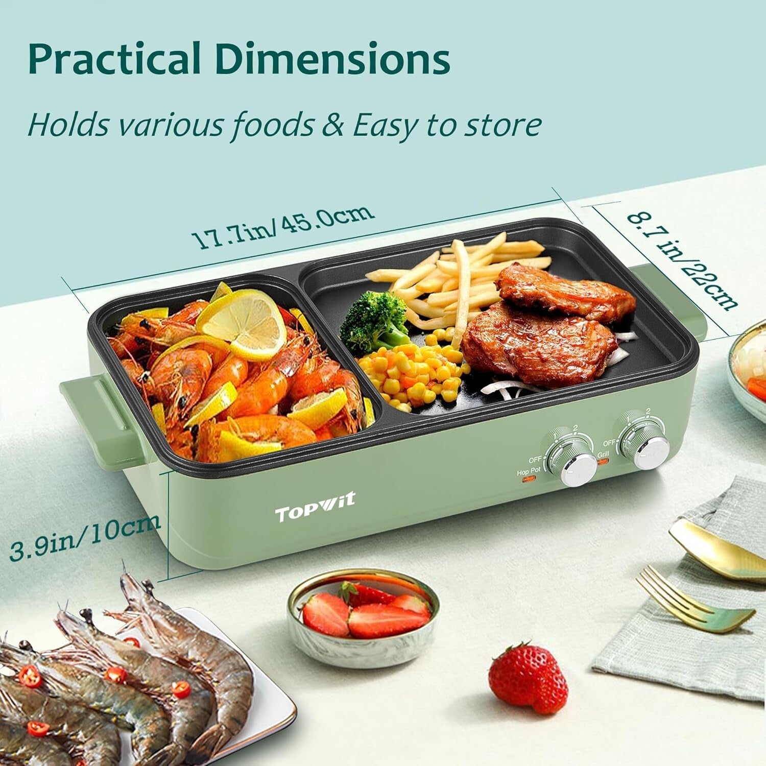 Eco-Friendly 2-in-1 Electric Hot Pot & Grill with Dual Temperature Control