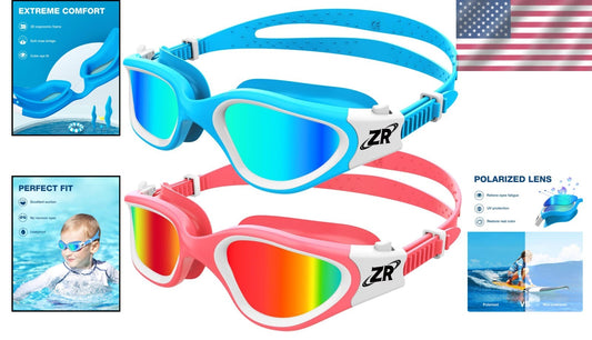 2 Pack Kids Swim Goggles with Enhanced UV & Anti-Fog Vision - Fun Styles Inside