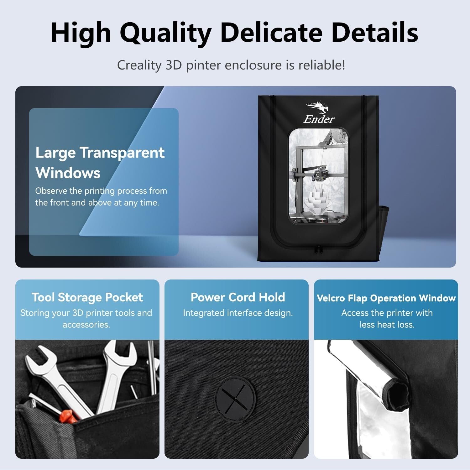 Flame-Retardant 3D Printer Cover for Enhanced Stability - Easy Setup and Storage