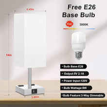 Load image into Gallery viewer, 3-Way Dimmable Touch Bedside Lamp with USB Charging - Compact &amp; Modern Design