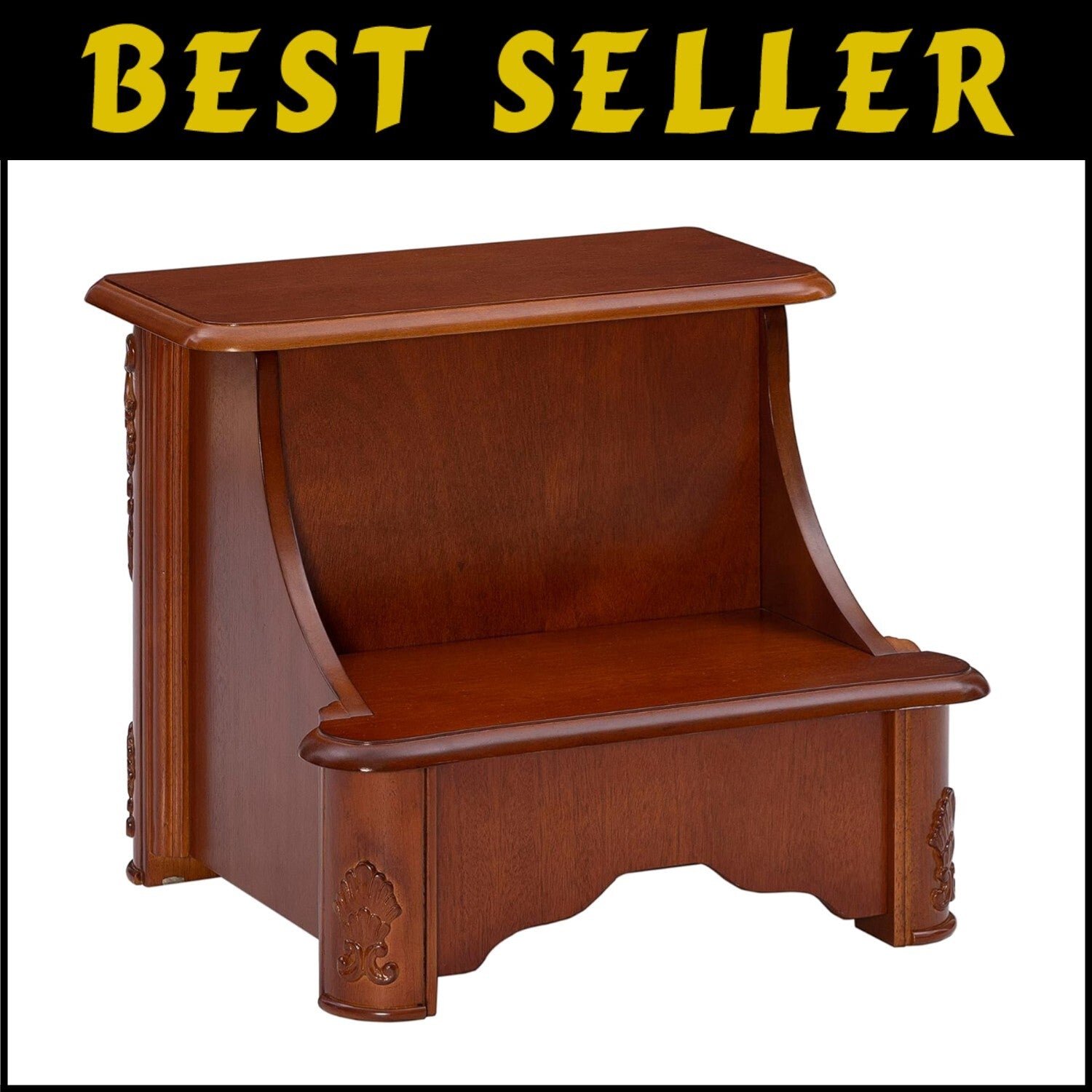 Compact Woodbury Mahogany Step Stool with Hidden Storage - Bedroom Elegance