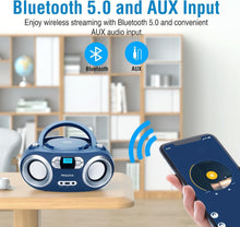 Load image into Gallery viewer, Stylish Portable Boombox with FM Stereo, Bluetooth, and USB - Blue Jay Edition