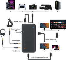 Load image into Gallery viewer, 4K HDMI Capture Card with Audio Interface - Perfect for Streaming and Recording