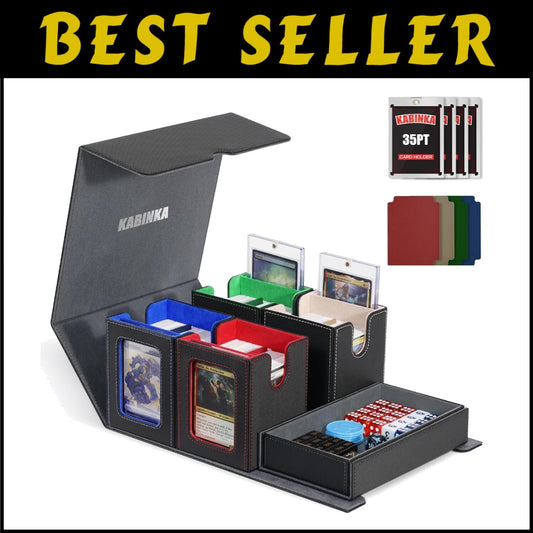 5 in 1 Colorful MTG Card Deck Box with Magnetic Holders & Removable Dice Tray
