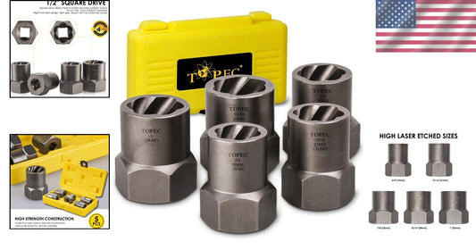 1/2 Inch Drive Impact Extractor Set - Efficient Tool for Damaged Nuts & Bolts