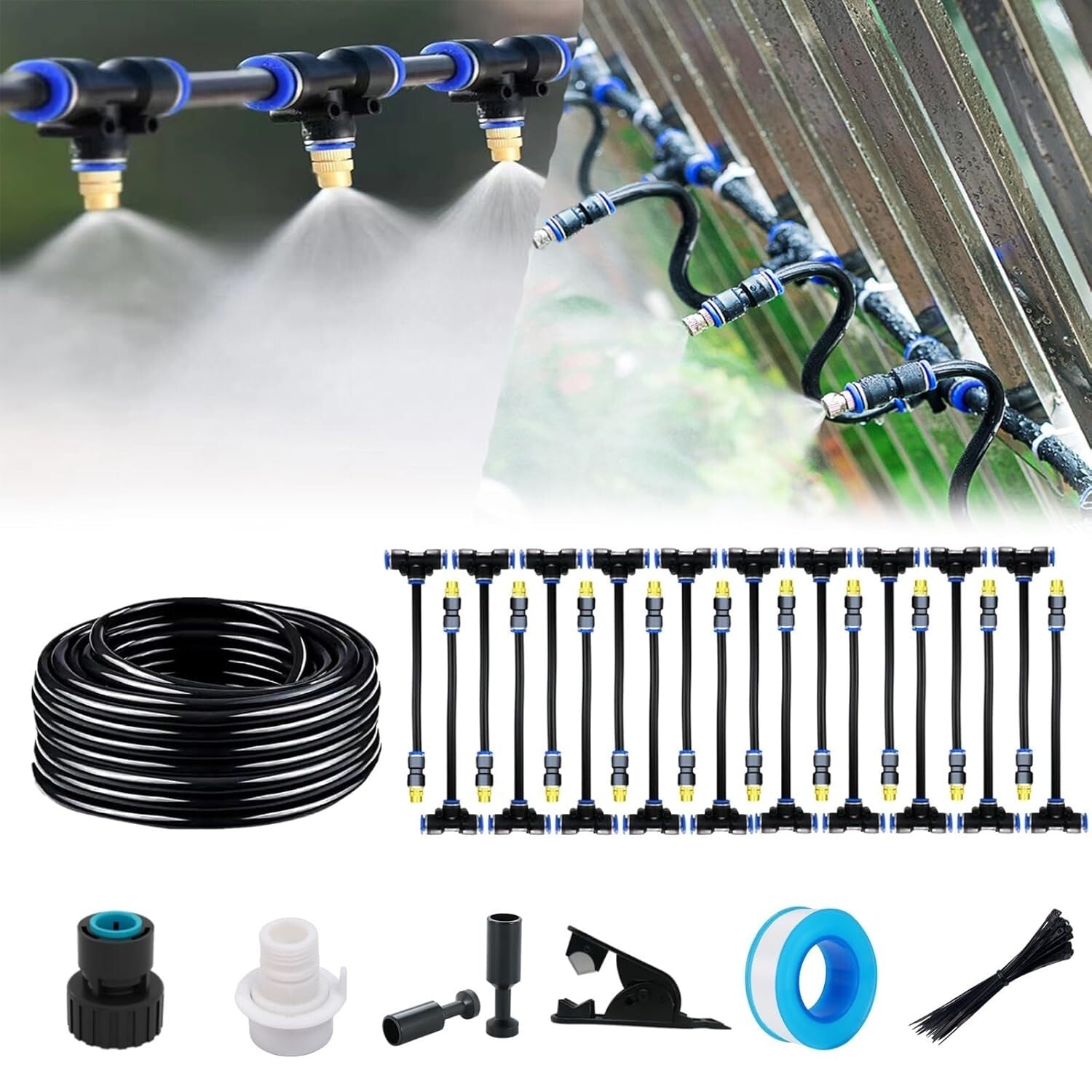 Efficient 82FT Atomizing Irrigation System with Easy Setup & Adjustable Nozzles