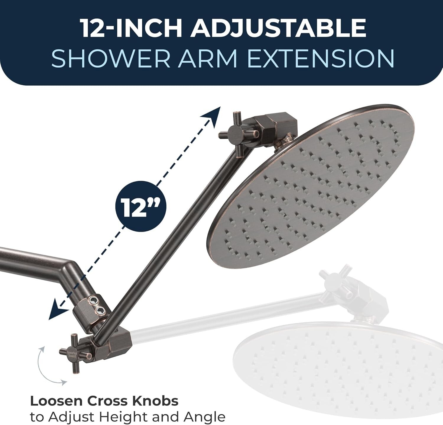 Elevate Your Shower Experience: 12-Inch Solid Brass Extension Arm in Bronze