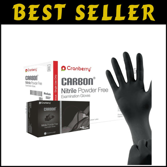 Durable 3.2 Mil Black Carbon Nitrile Exam Gloves, Large - 2000 Pack, Powder-Free