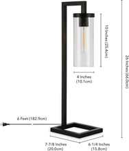 Load image into Gallery viewer, Sleek and Elegant 26" Tall Table Lamp - Blackened Bronze with Seeded Glass Shade