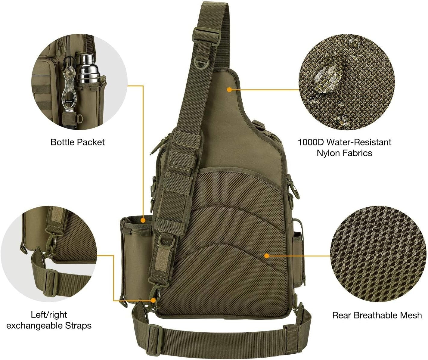 Water-Resistant Fishing Tackle Bag with Adjustable Sling for Outdoor Adventures