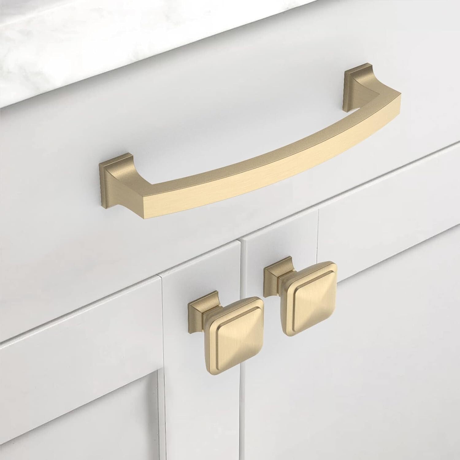 Elegant 5-Inch Brushed Brass Cabinet Pulls - 10 Pack for Stylish Home Upgrades
