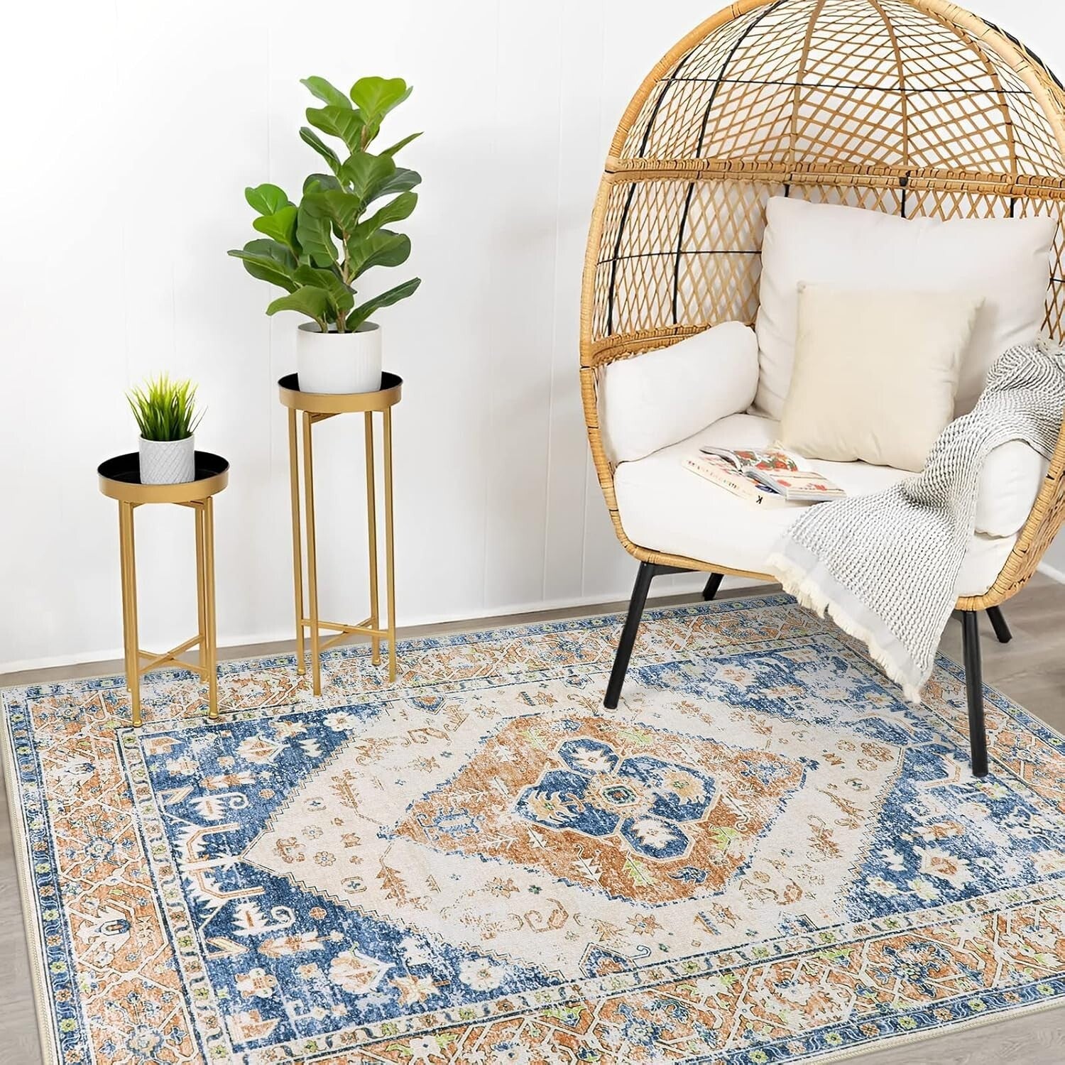 Machine Washable Non-Slip 3x5 Chenille Rug - Perfect for Living Room & Bedroom