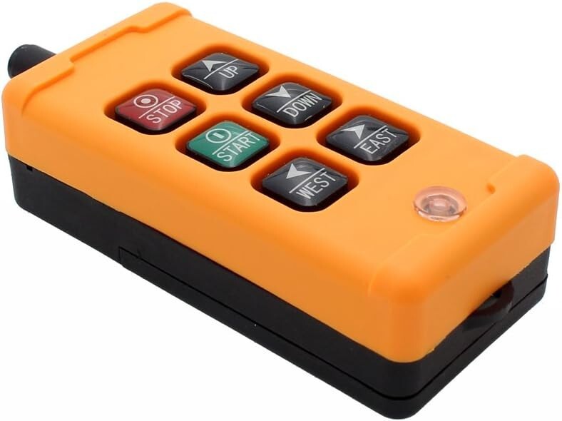 Wireless Crane Remote Control – Robust 6-Key Push Button Switch for Heavy Duty