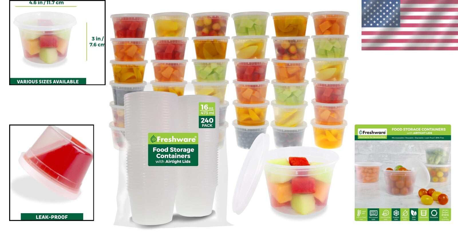 Durable 240-Count Food Storage Containers: Leak-Proof, BPA-Free, Versatile