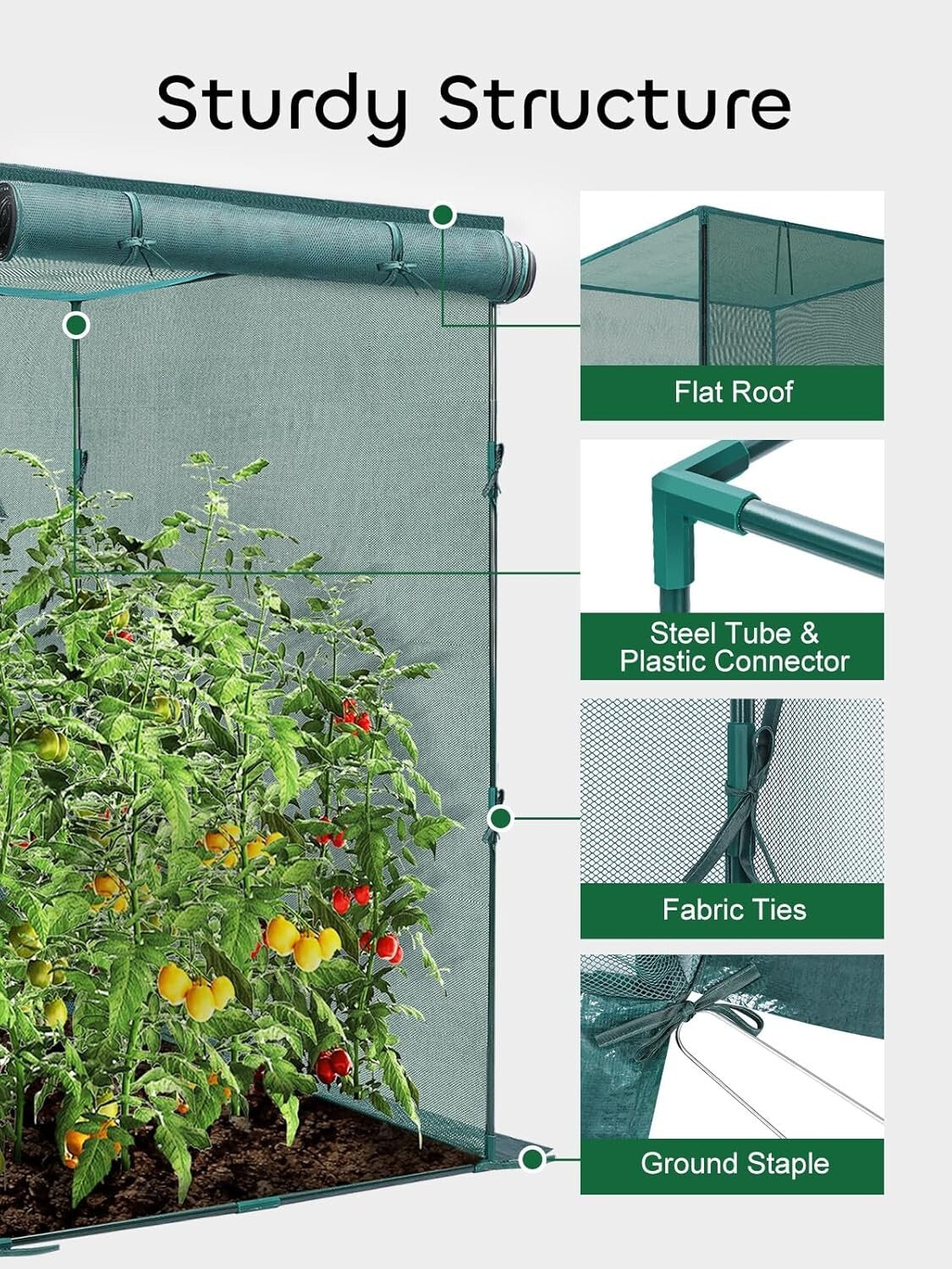 Sturdy Garden Crop Cage 4' x 8' with Extended Cloth & 2 Zippered Access Doors
