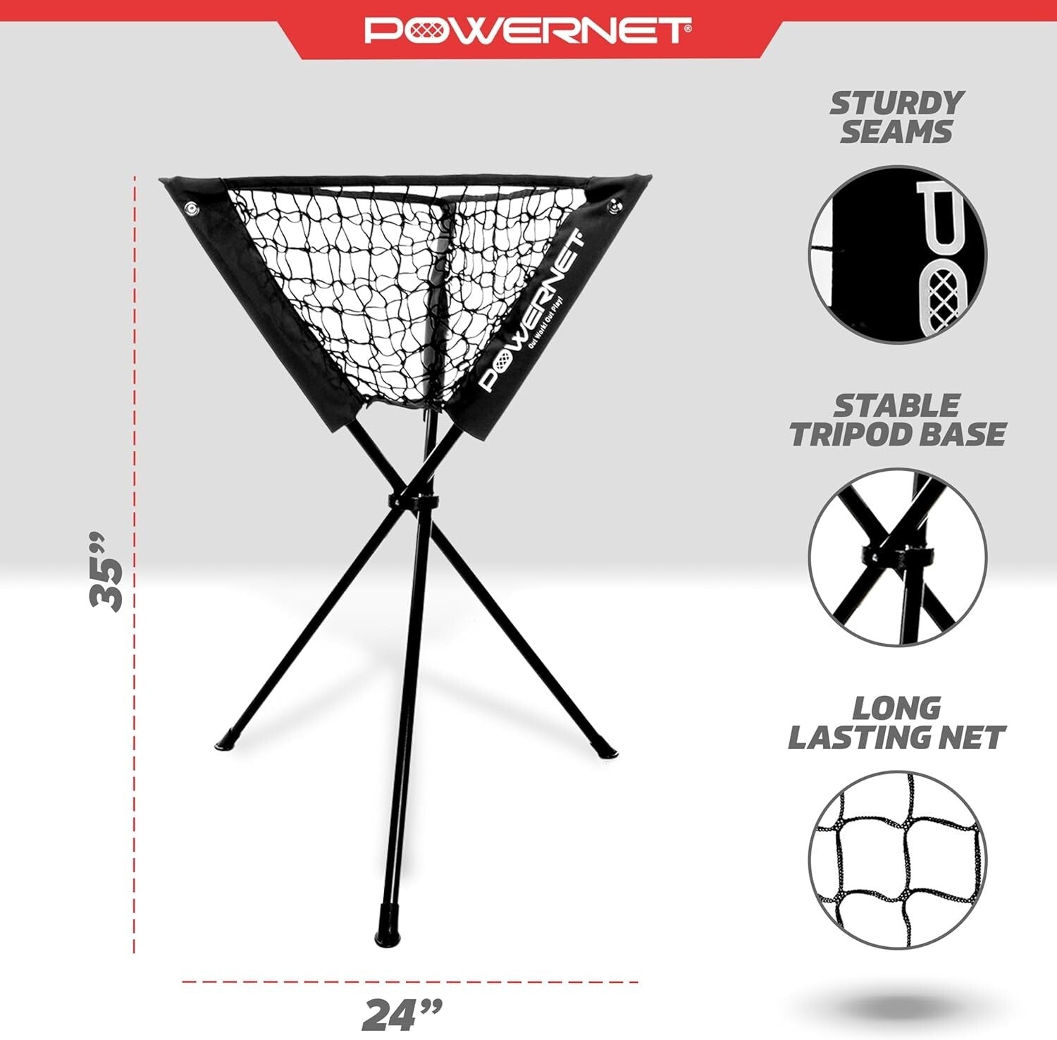 Durable Tripod Ball Caddy - Black, Holds Baseball & Softball, Lightweight Design