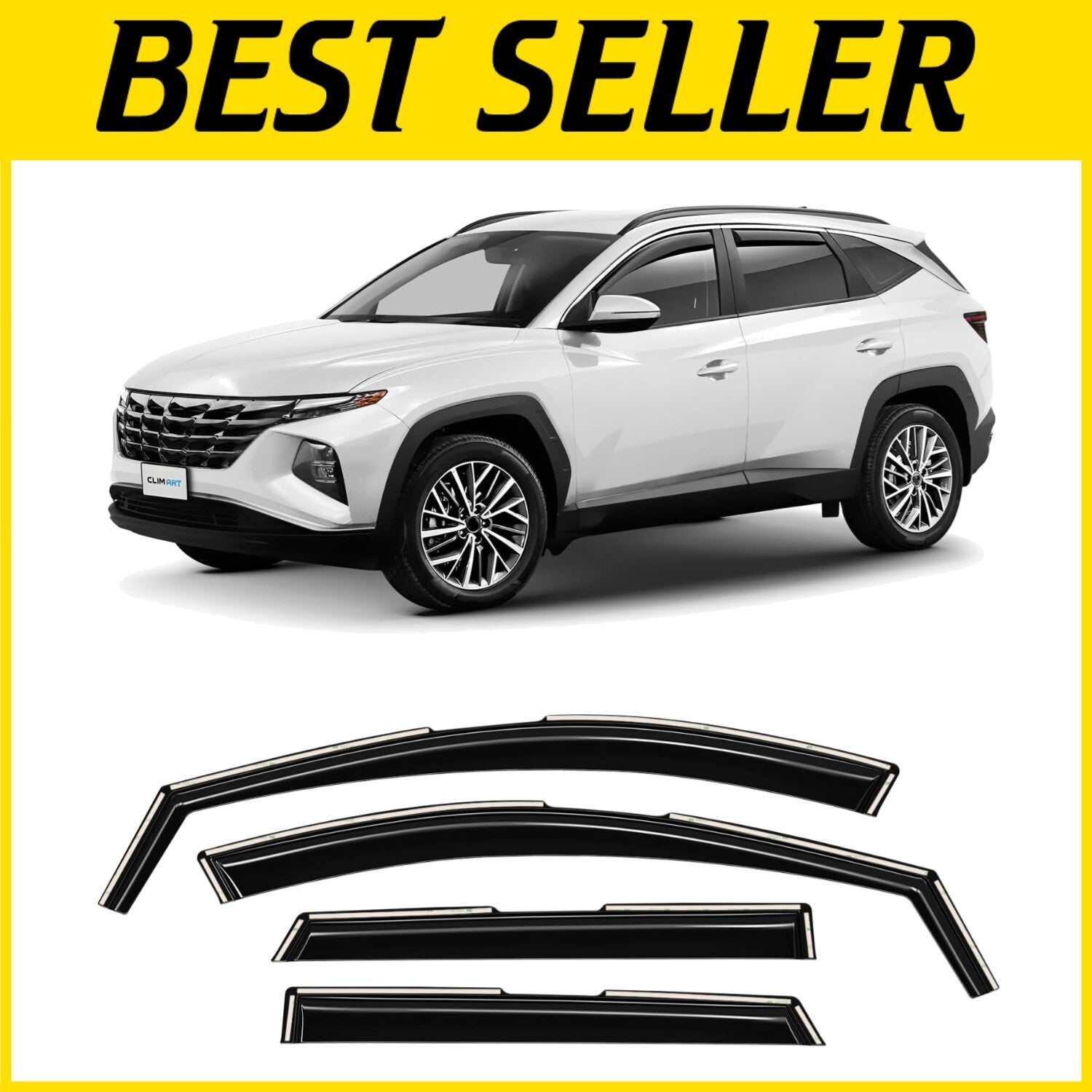 Dark Smoke In-Channel Rain Guards for Hyundai Tucson 2022-2025 - Durable Visors