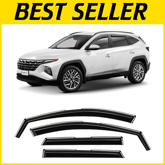 Dark Smoke In-Channel Rain Guards for Hyundai Tucson 2022-2025 - Durable Visors