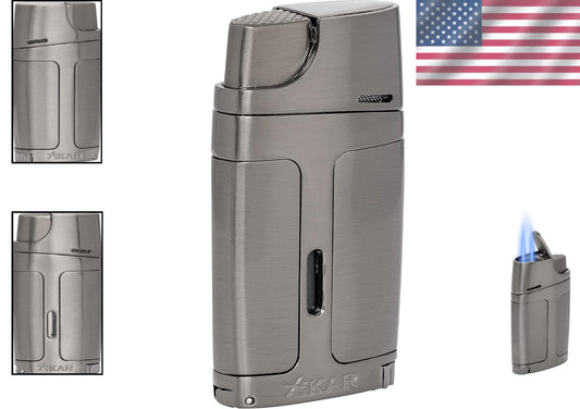 ELX Double Jet Flame Torch Lighter - Built-in Cigar Punch & Adjustment Wheel