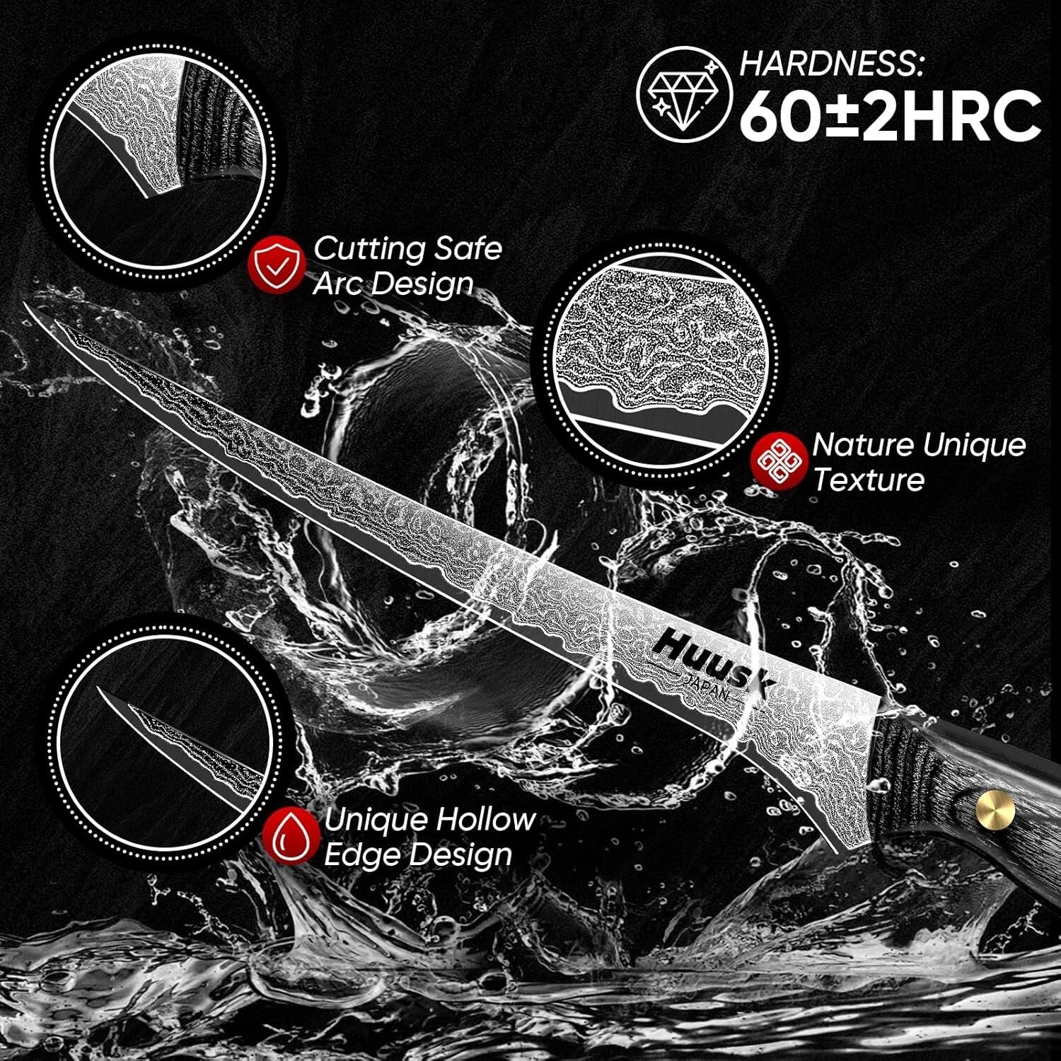 Exquisite Damascus Fish Fillet Knife - 7 Inch Full Tang with Ergonomic Grip