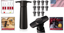 Load image into Gallery viewer, Black Wine Saver Pump with 11 Reusable Stoppers - Easy-to-Use Preservation