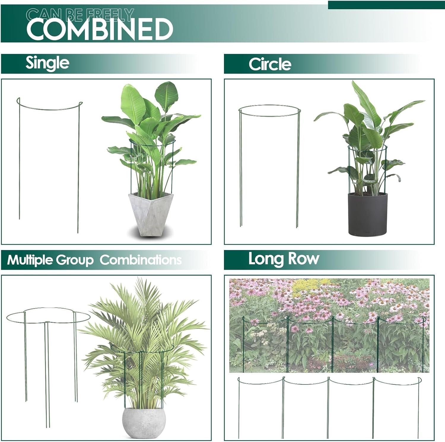 Durable Green Iron Plant Support Stakes - 30-Inch Set of 12 for Garden Use