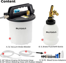 Load image into Gallery viewer, Lightweight 3L Brake Bleeder Kit - Quick Automatic Fluid Change with 16 Adapters