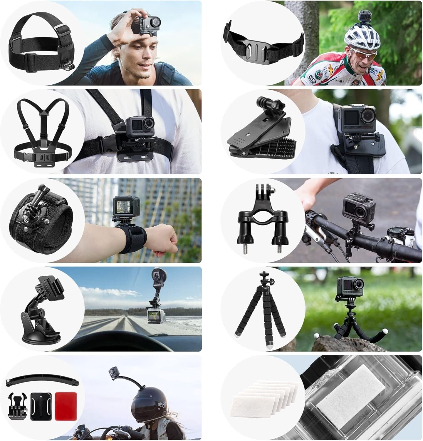 60 in 1 Action Camera Accessories Kit for GoPro Hero & More - All-in-One Solu...