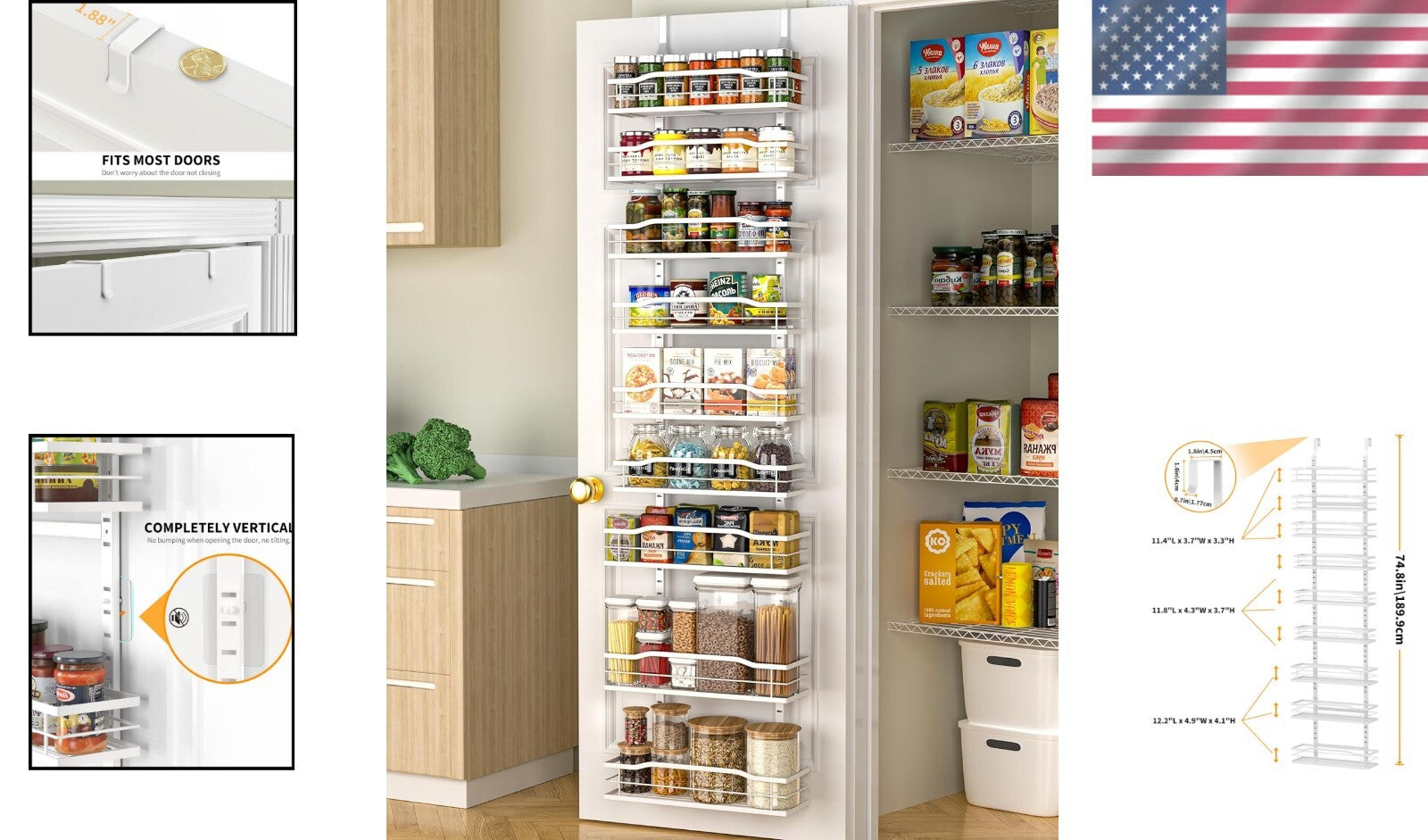 Elegant White 9-Tier Over The Door Pantry Organizer - Maximize Your Space