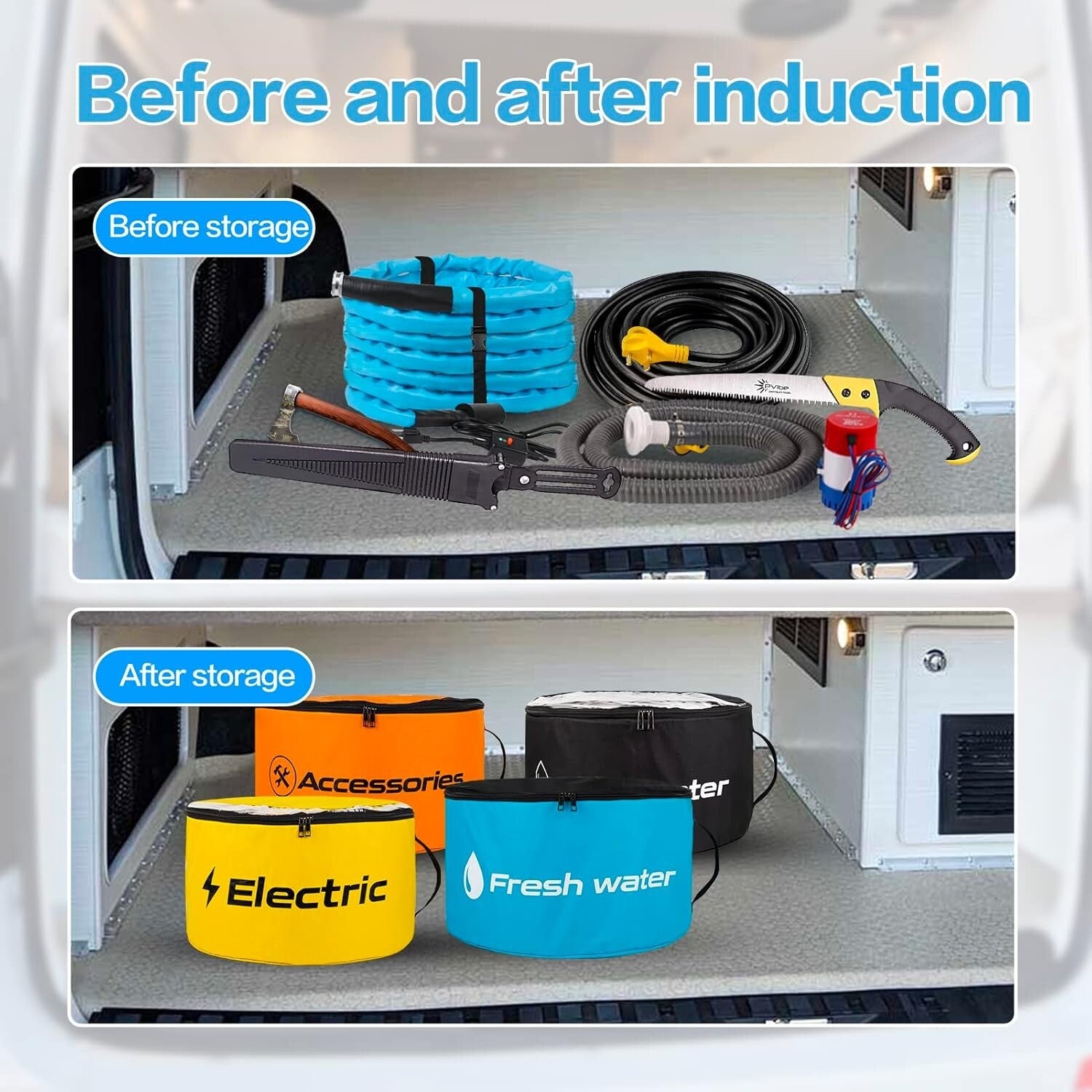 Efficient 4-Pack RV Sewer Hose Storage Bags with Waterproof Liners and Zippers