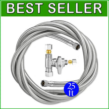 Load image into Gallery viewer, High-Quality 25' Stainless Steel Ice Maker Water Line with Splitter &amp; Attachment