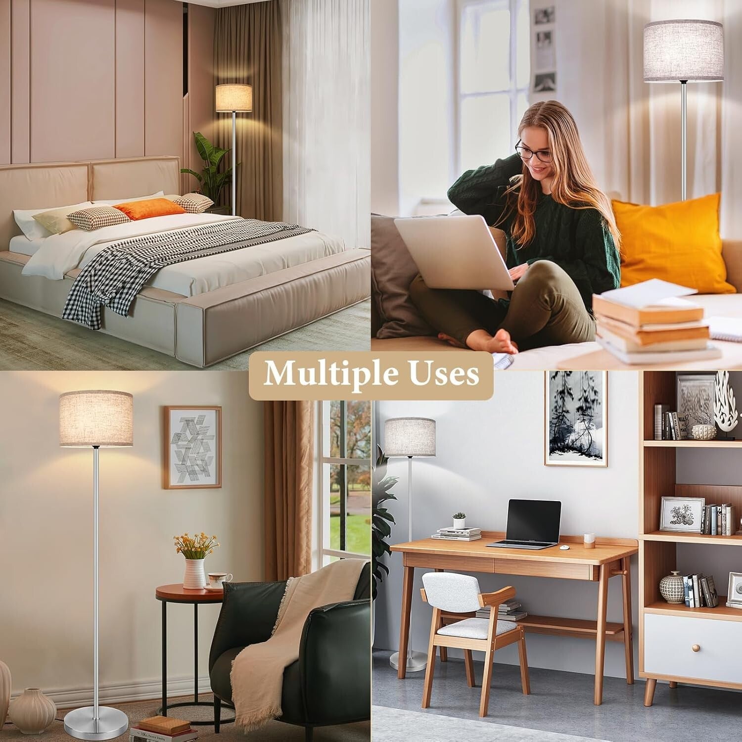 Elegant 65-Inch Floor Lamp with Easy-Control Foot Switch & Adjustable Lighting