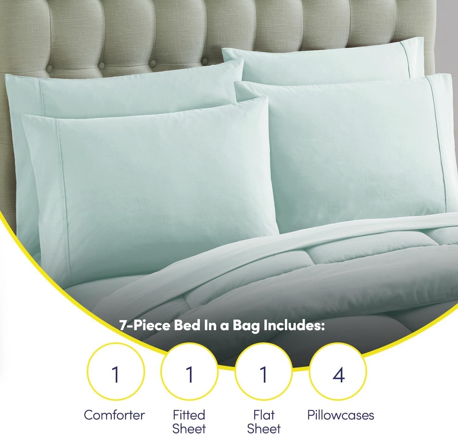 Transform Your Bedroom with This Aqua 7-Piece Comforter Set - Luxury Design