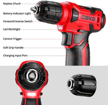 Load image into Gallery viewer, Lightweight 8V Red Cordless Drill with 126-Piece Multi-Functional Tool Set