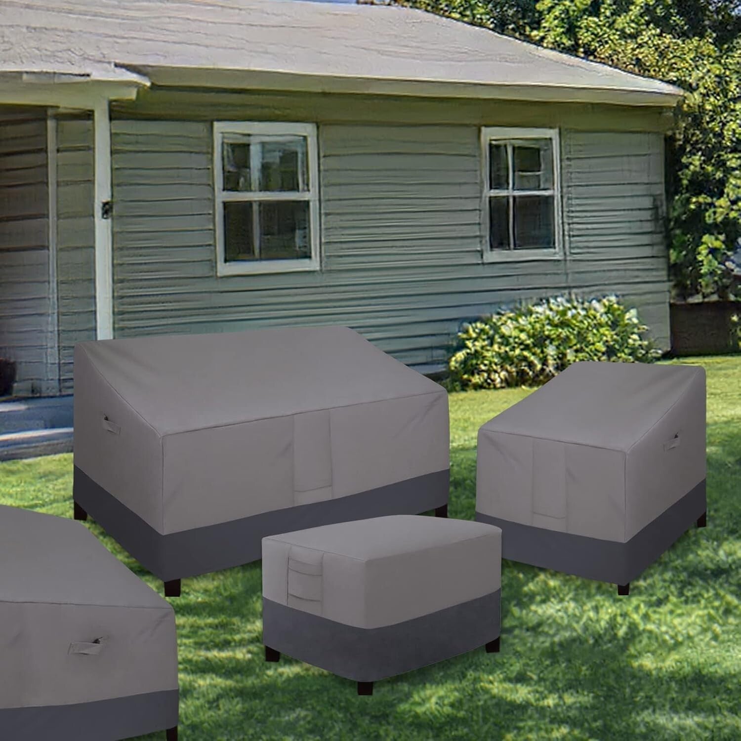 Premium Gray Outdoor Ottoman Covers - Waterproof & Scratch-Resistant 25"x25"x17"