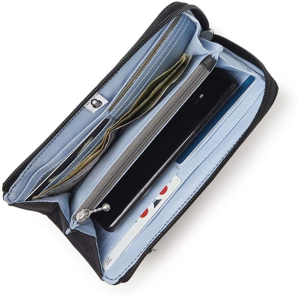 Compact Water-Resistant Zip Wallet for Women - 12 Card Slots & RFID Protection