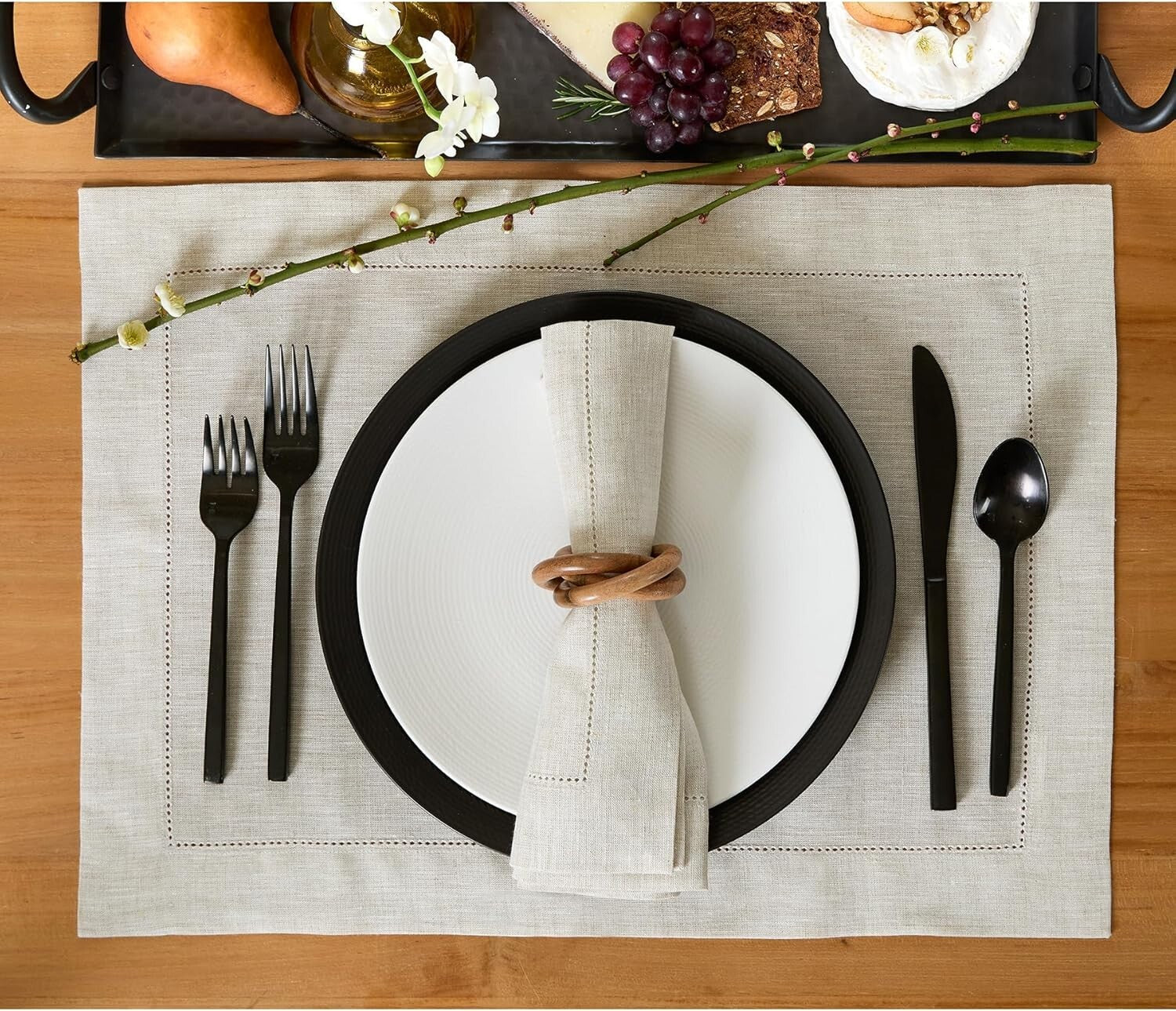 Handcrafted 100% Pure Linen Dinner Napkins - Set of 6 for Elegant Table Settings