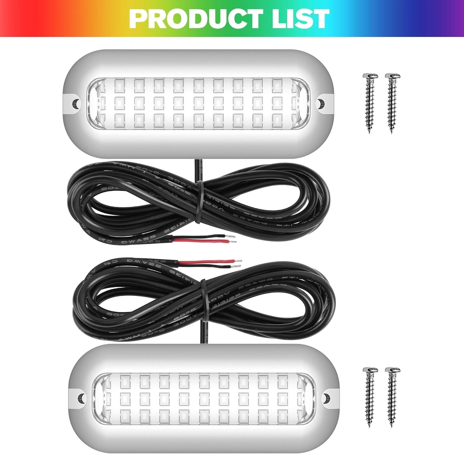 Durable 50W 27 LED Stainless Steel Boat Lights - Marine Waterproof 2PC Set