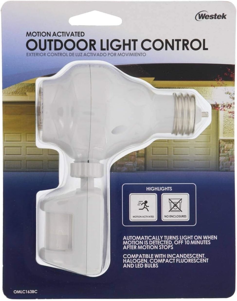 Automated Outdoor Motion Sensor Light Socket - Easy Screw-In Setup, 2 Pack