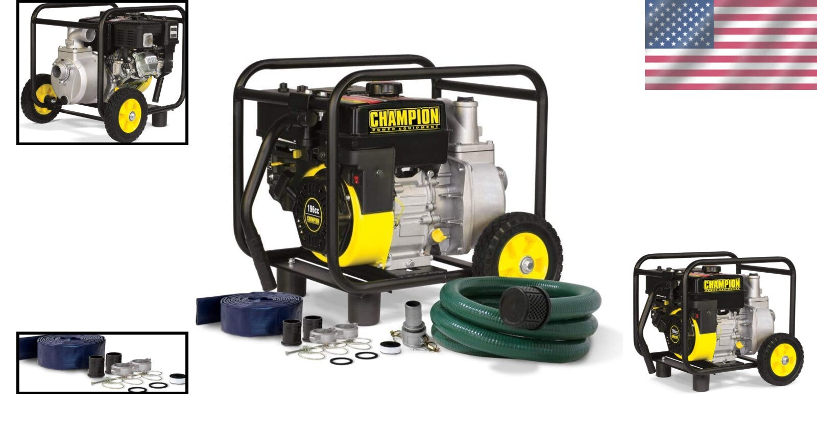 Portable 2-Inch Gas-Powered Water Transfer Pump - 196cc Engine & Durable Frame