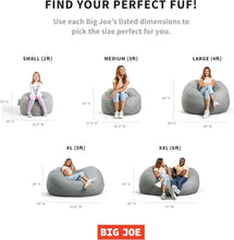 Load image into Gallery viewer, Fuf XXL 7-Foot Grey Foam Bean Bag Chair - Plush, Removable Cover For Comfort