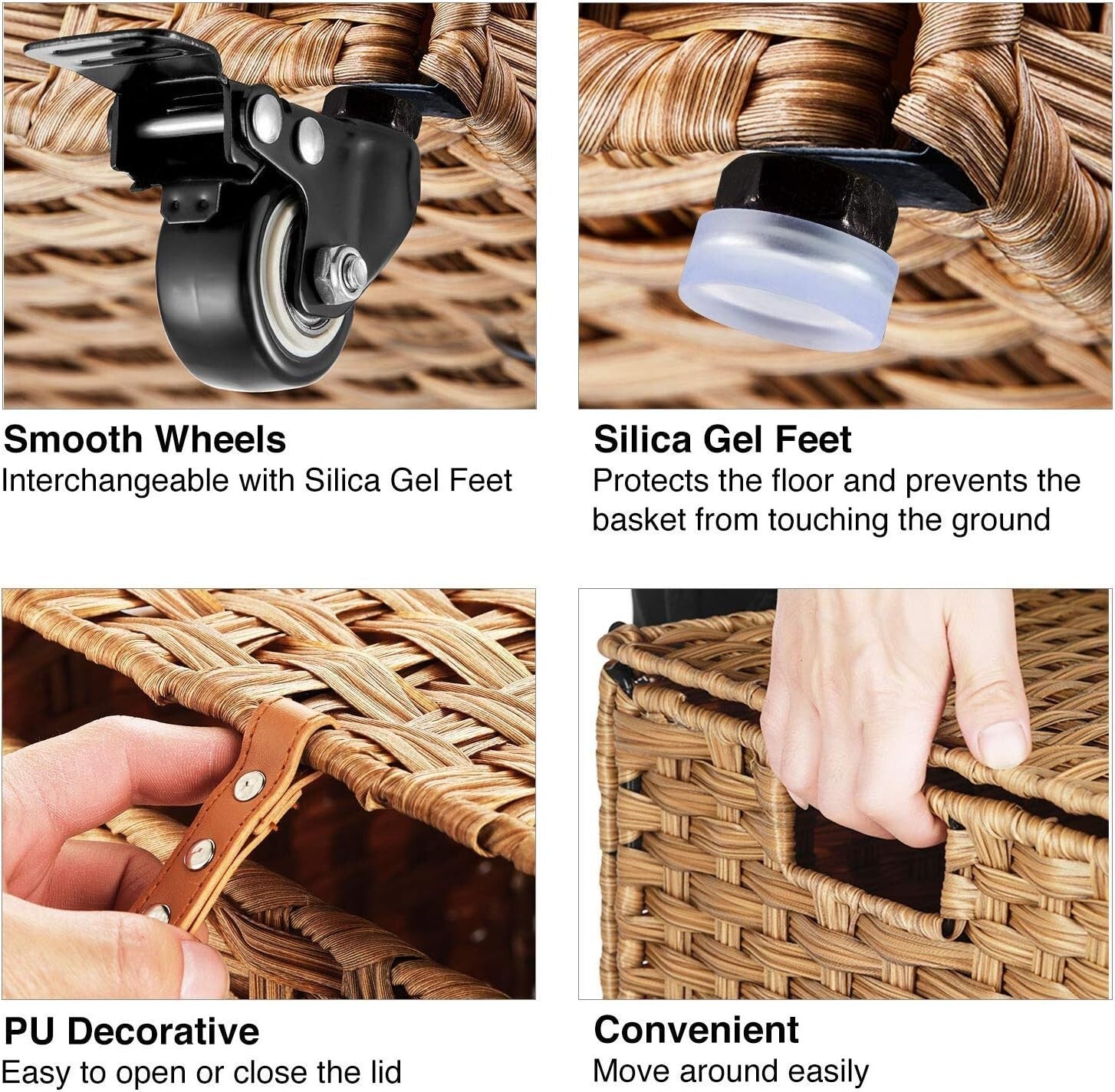 Elegant 110L Divided Laundry Basket with Wheels - Waterproof and Easy-Clean