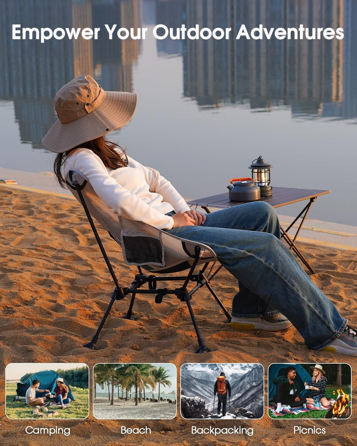 Revolutionary Third Generation Lightweight Camping Chair - Max 400 lbs Support