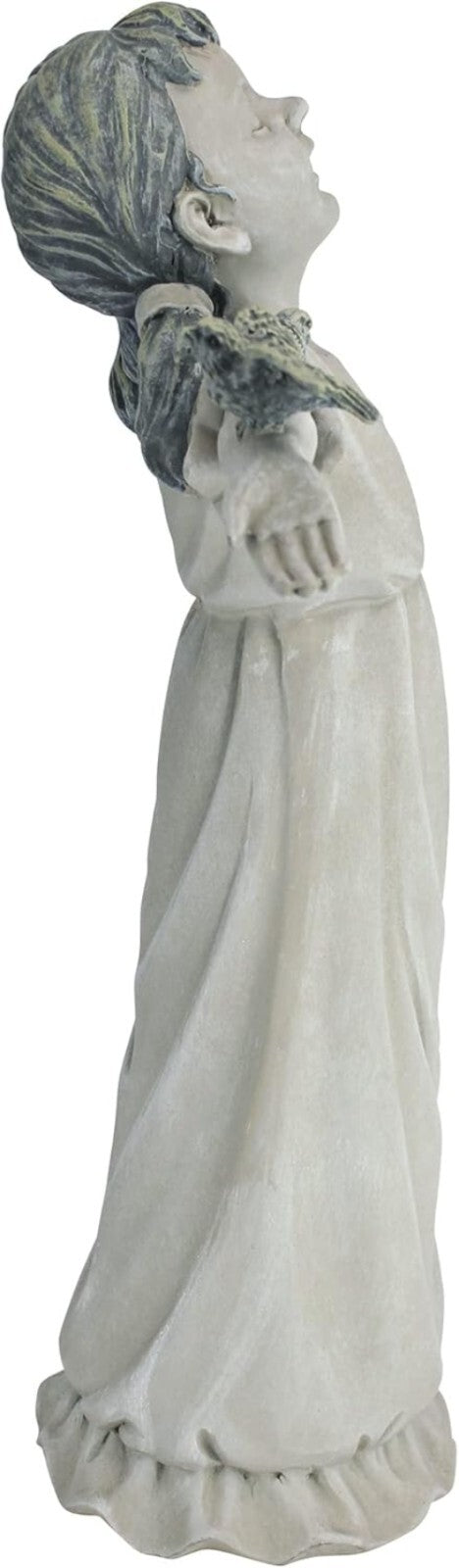 Delightful 16-Inch Little Girl with Birds Cast Stone Resin Garden Figurine