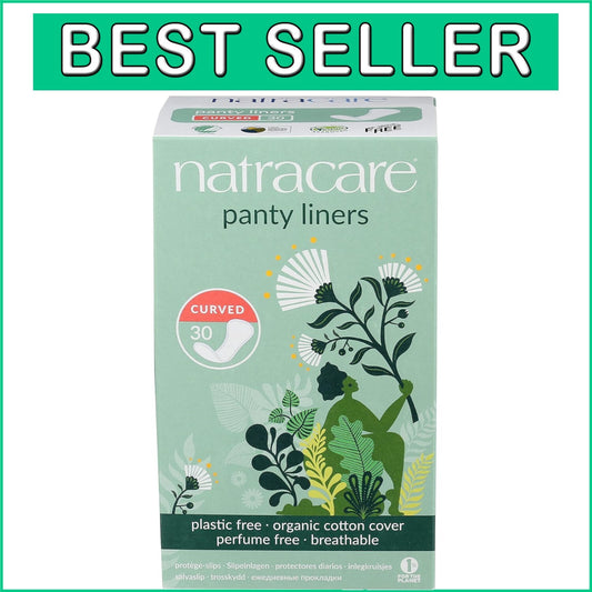 Organic Cotton Curved Panty Liners - 30 Count, Pack of 16 for Sensitive Skin