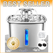 Load image into Gallery viewer, Hygienic 95oz Stainless Steel Cat Water Fountain with Light &amp; Filters Included